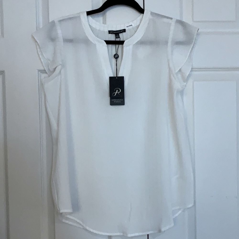 NWT Arianna Papell white flutter sleeve top size S